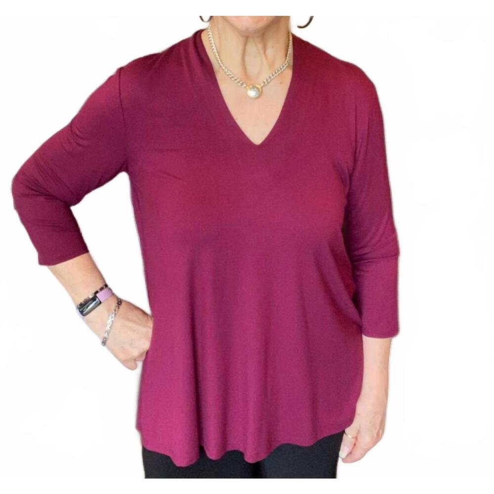 NEW PURE ESSENCE being pretty v-neck long sleeve top in rosewood